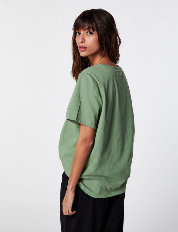 Tee-shirt oversize vert olive fille