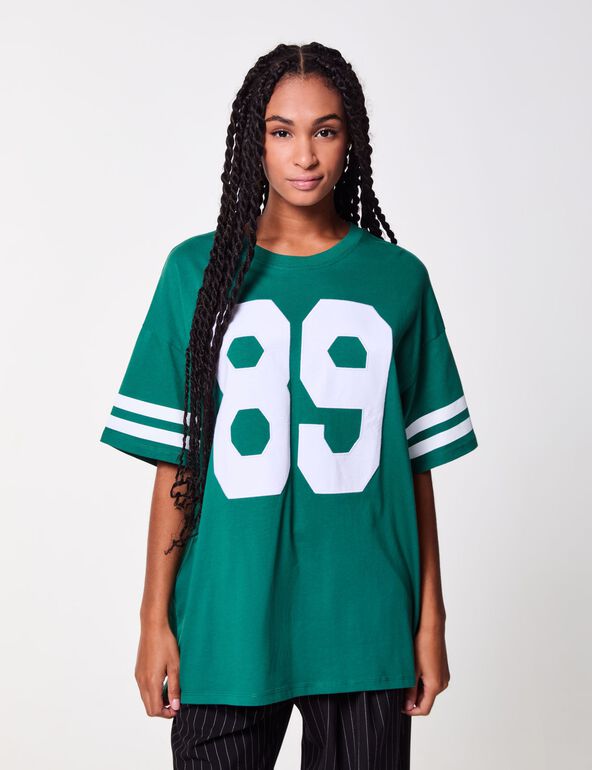 T-shirt oversize vert imprimé : 89 teen