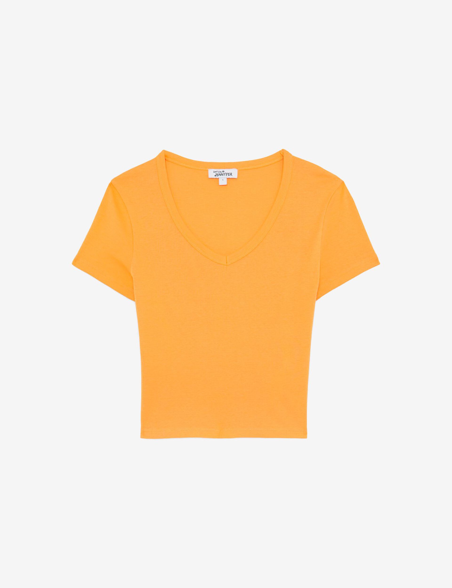 Tee-shirt orange col V