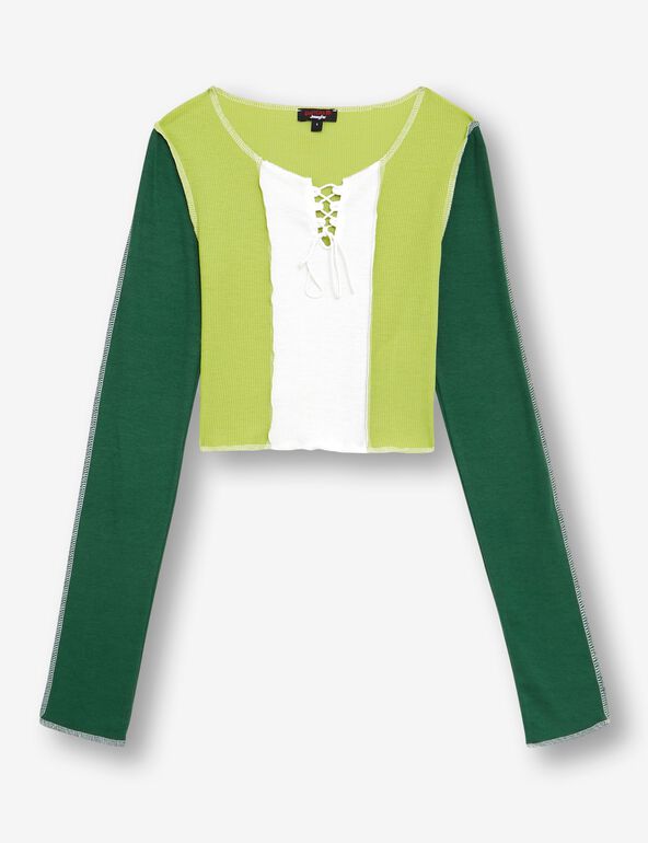 Tee-shirt tricolore vert foncé, vert clair et blanc