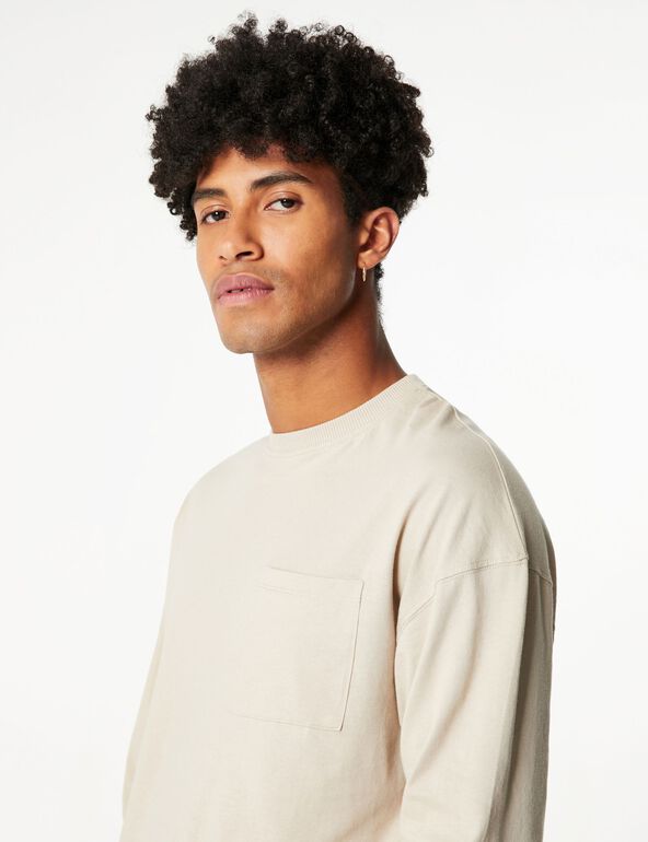 Tee-shirt loose manches longues basic beige