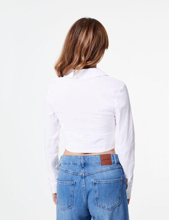 Chemise top courte blanche effet corset avec liens à nouer fille