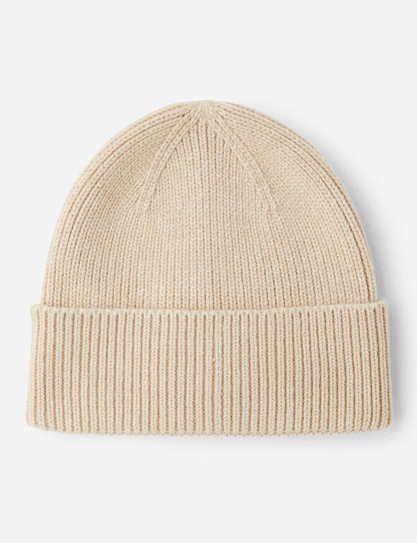 Ribbed beanie with turn-up woman