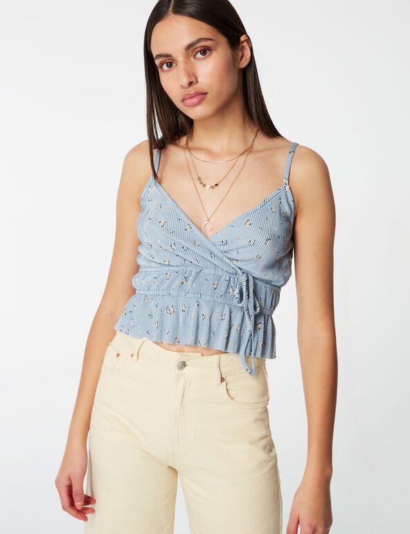 Pleated floral vest top 