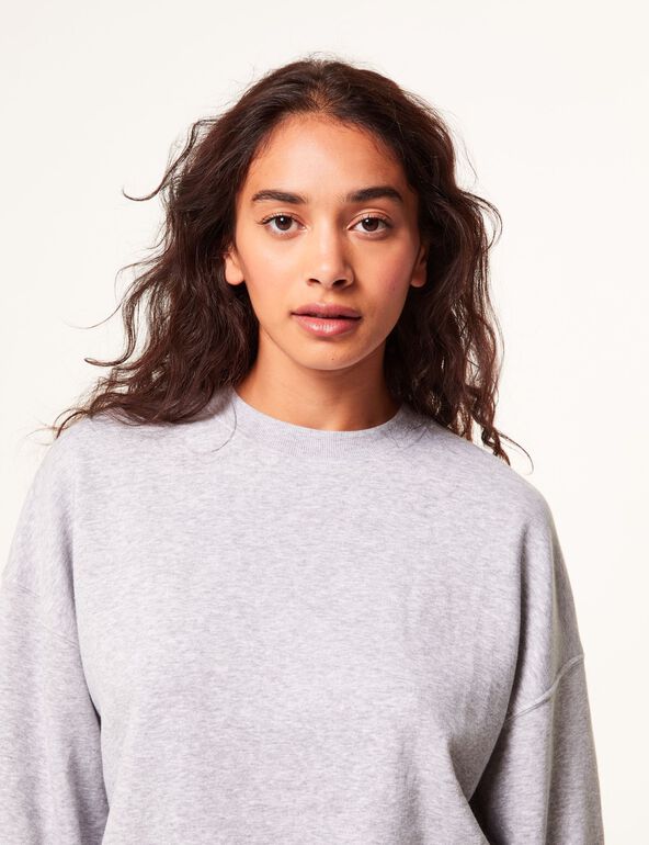 Sweat gris col rond basic fille