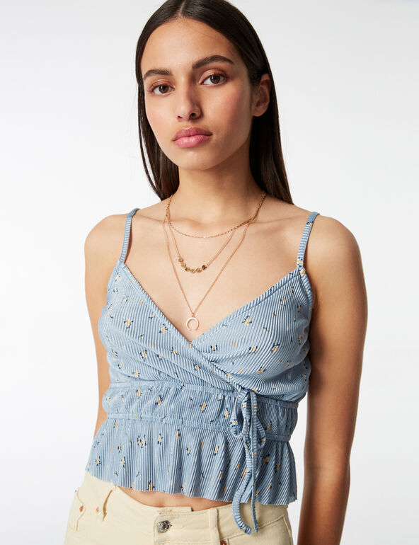Pleated floral vest top  teen