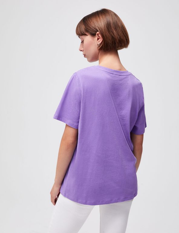 Tee-shirt basic col rond violet girl