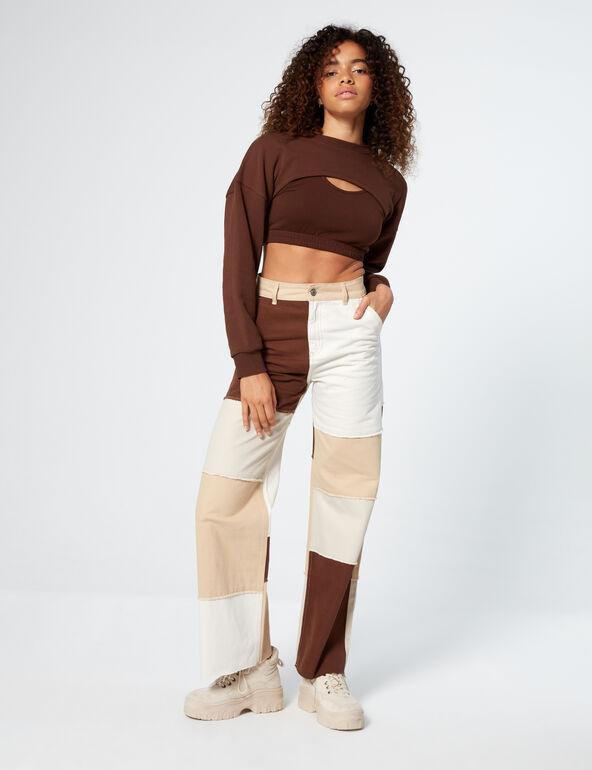 Wide-leg patchwork jeans woman