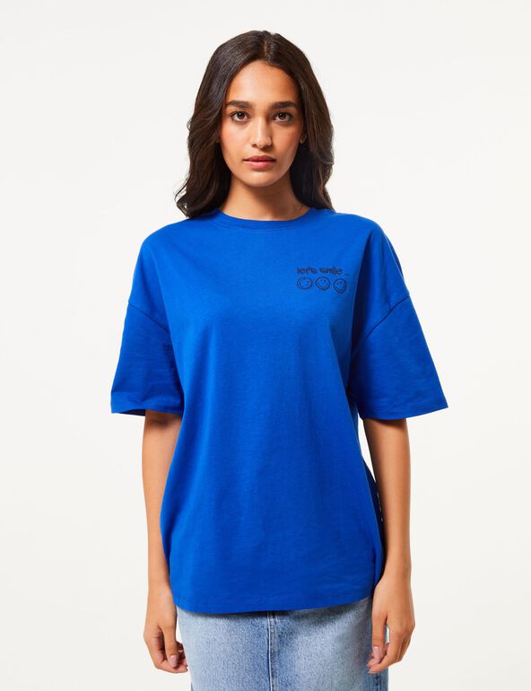 T-shirt oversize bleu SMILEY ORIGINALS X DCM JENNYFER girl