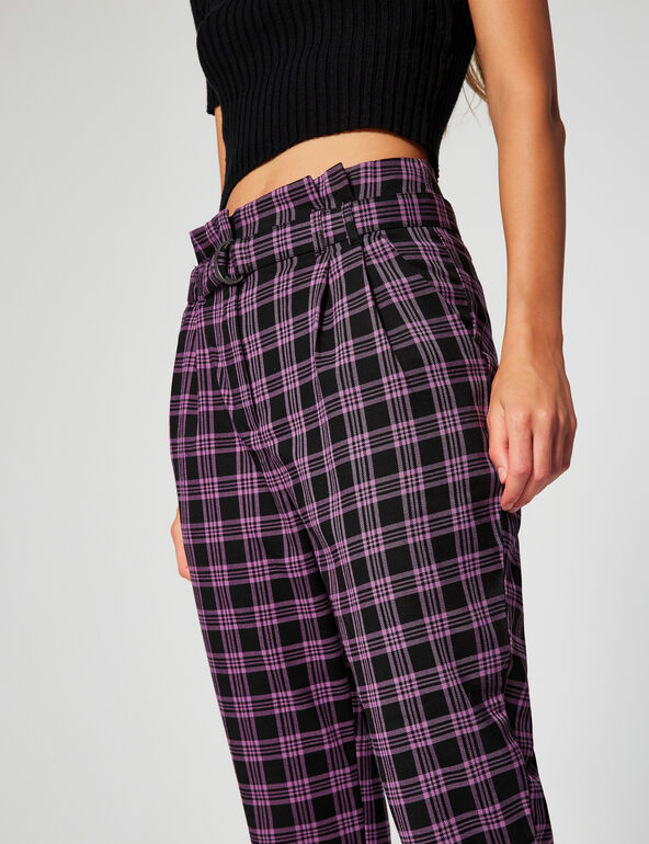 Checked straight-cut trousers teen