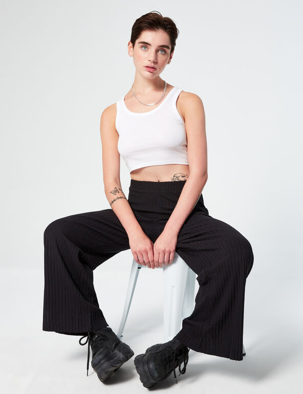 Ribbed wide-leg trousers girl