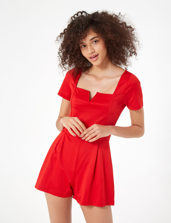 Red square neck playsuit teen