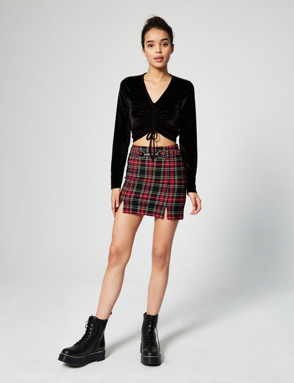 Tartan skirt with chain detail teen