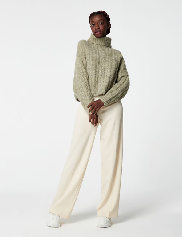 Braided polo-neck jumper woman