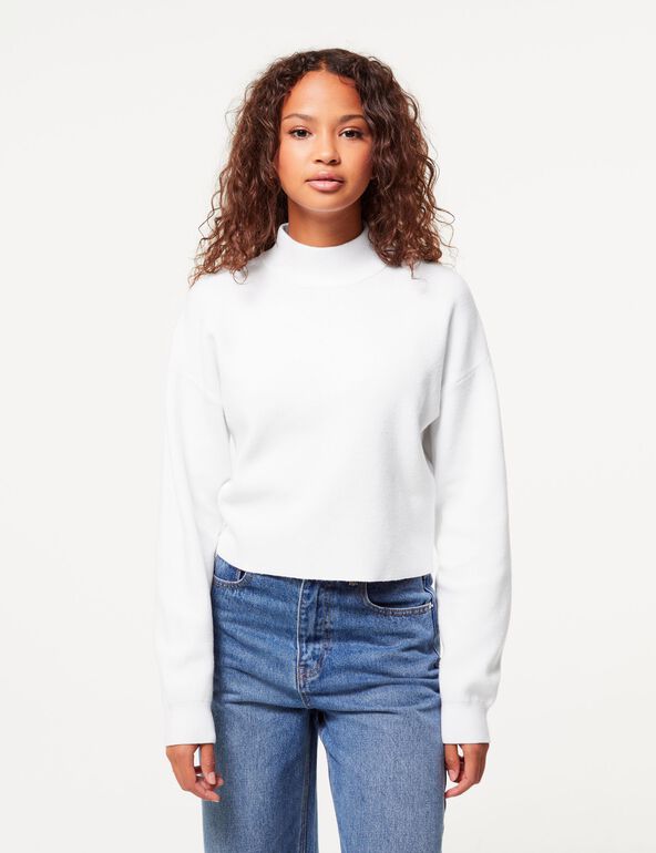 Pull col montant blanc teen