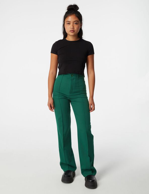 Pantalon tailleur avec plis vert foncé ado