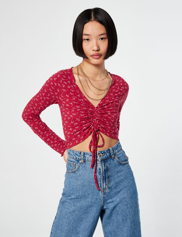 Floral ruched top girl