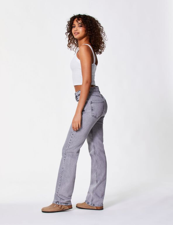 Jean Straight taille basse gris fille