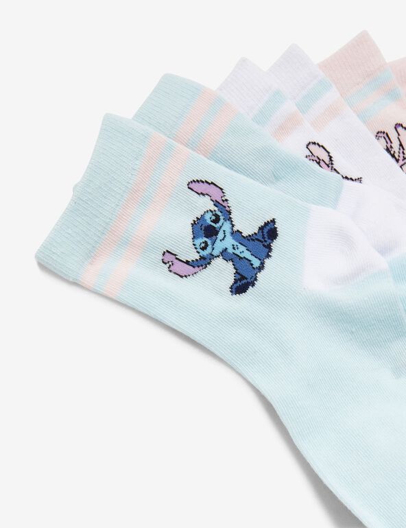Chaussettes Disney Stitch roses, bleues et blanches girl