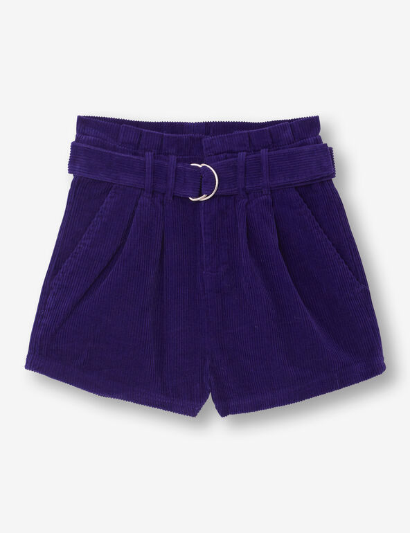 High-waisted velvet shorts