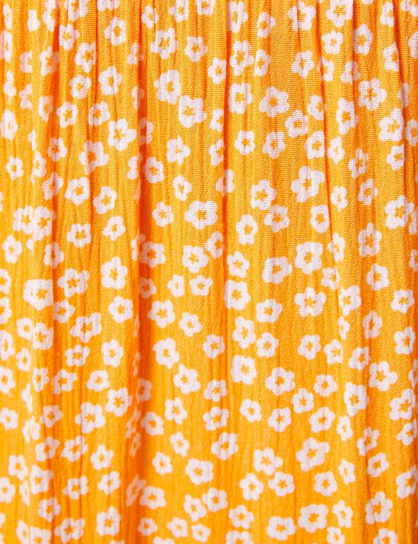 Robe fleurie orange à volants
