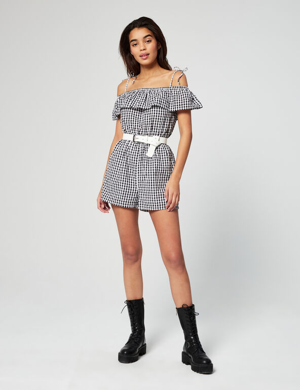 Checked playsuit woman