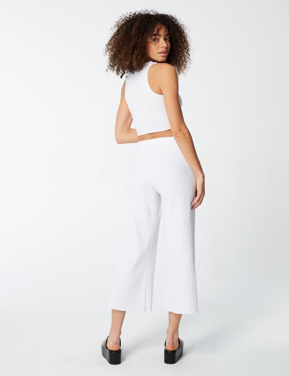 Ribbed wide-leg trousers woman