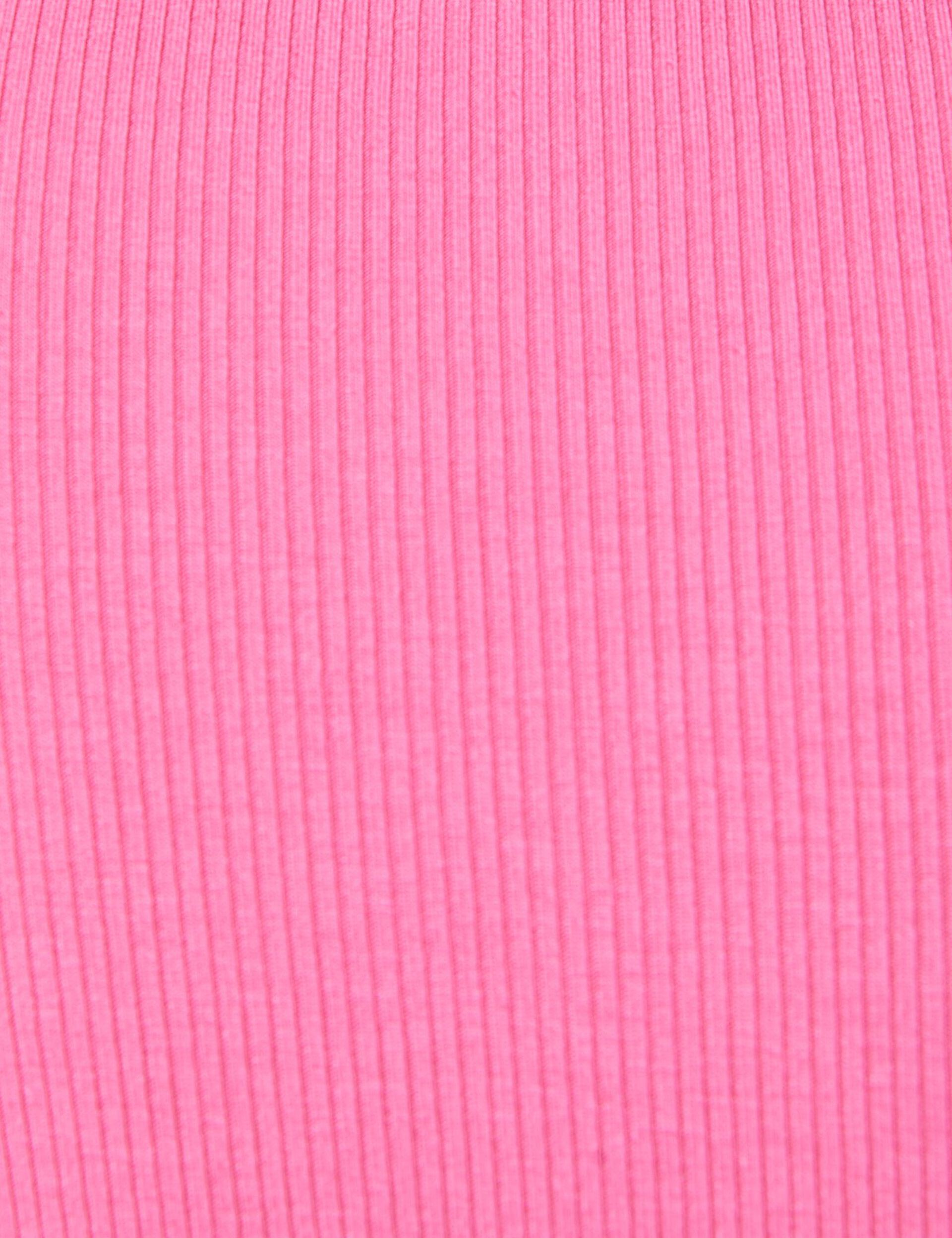 Tee-shirt côtelé rose avec dentelle 