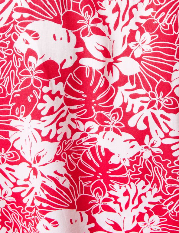 Chemise oversize blanche et rouge imprimée fleurs 