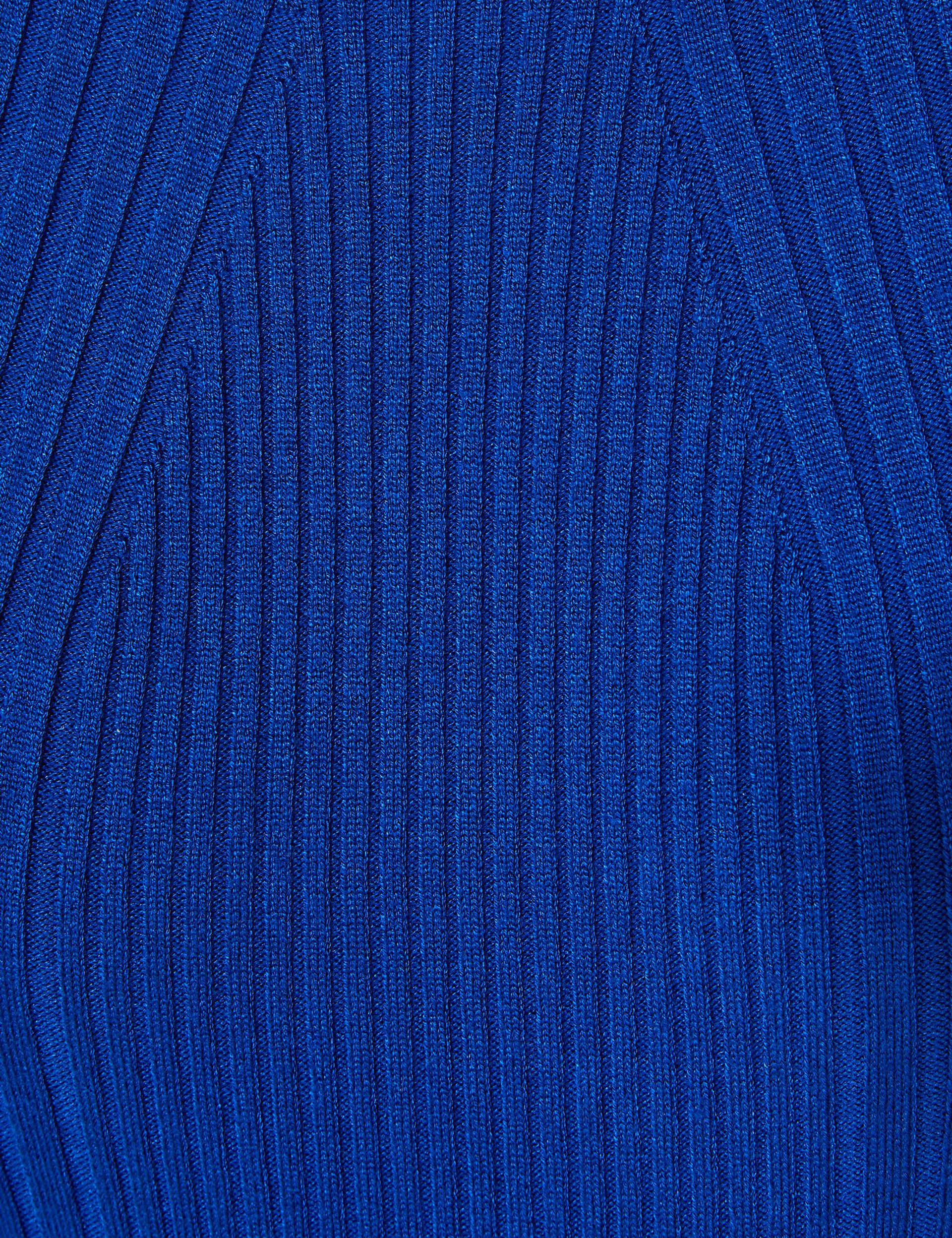 Robe longue en maille côtelée bleu indigo