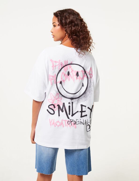 T-shirt oversize blanc SMILEY ORIGINALS X DCM JENNYFER teen