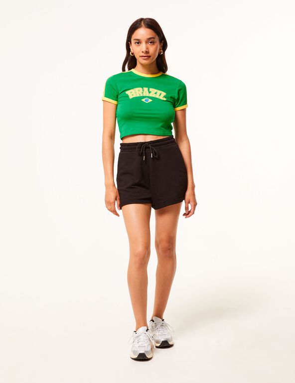 T-shirt court Brazil vert et jaune fille