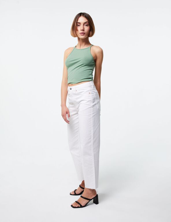 Jean straight cropped blanc