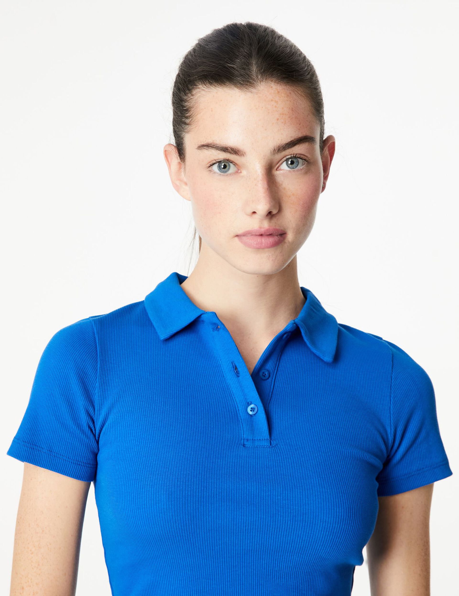 Tee-shirt polo côtelé bleu
