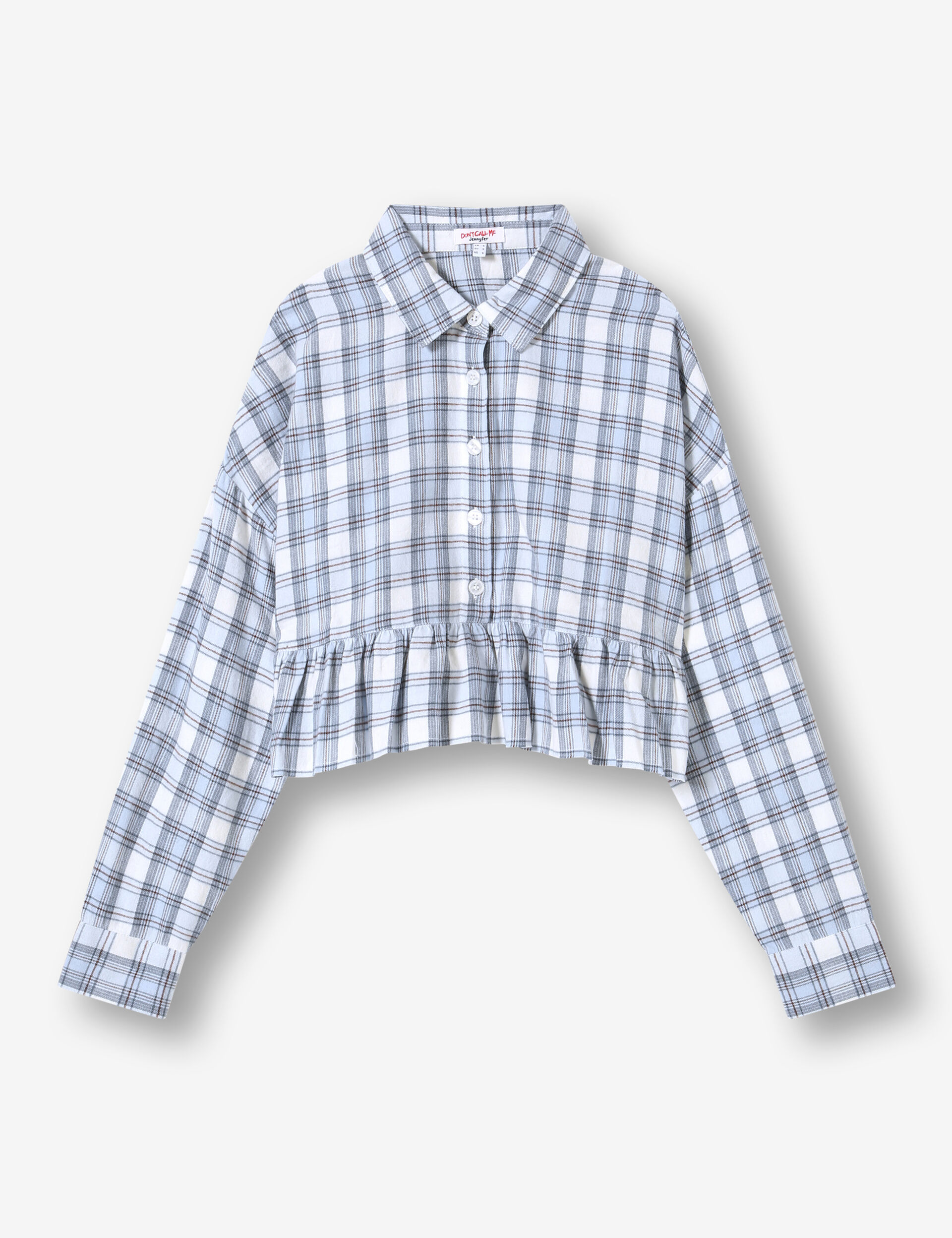 Frilled checked shirt