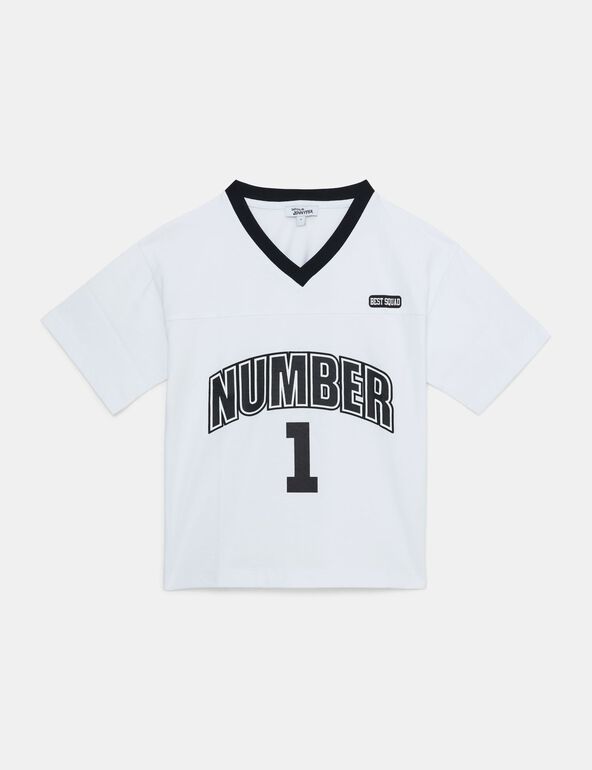 T-shirt à message : number 1 blanc teen