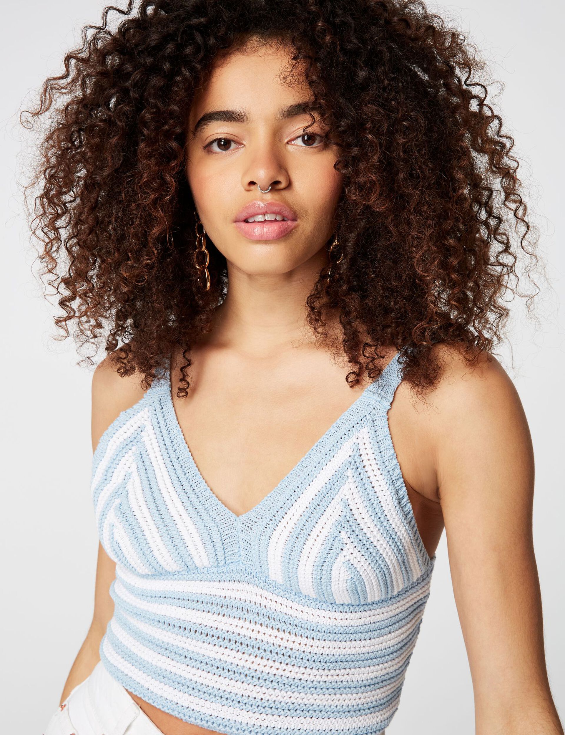 Striped crochet vest top