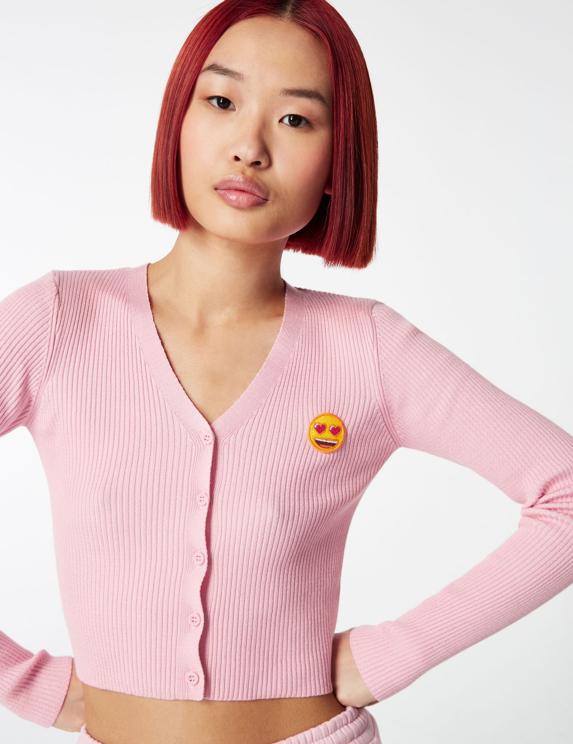 Emoji™ ribbed cardigan