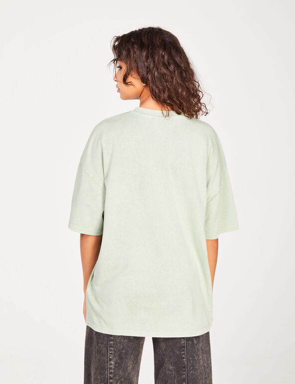 Tee shirt oversize imprimé vert fille