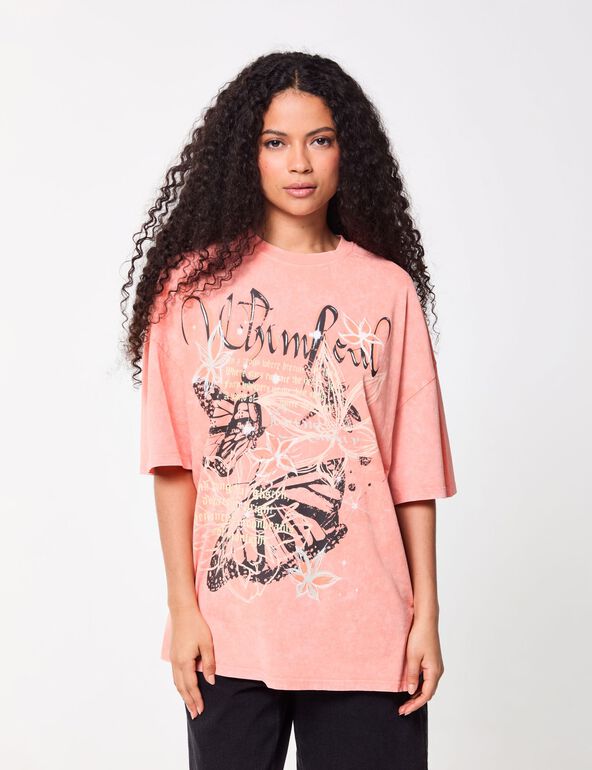 T-shirt oversize à motifs corail ado