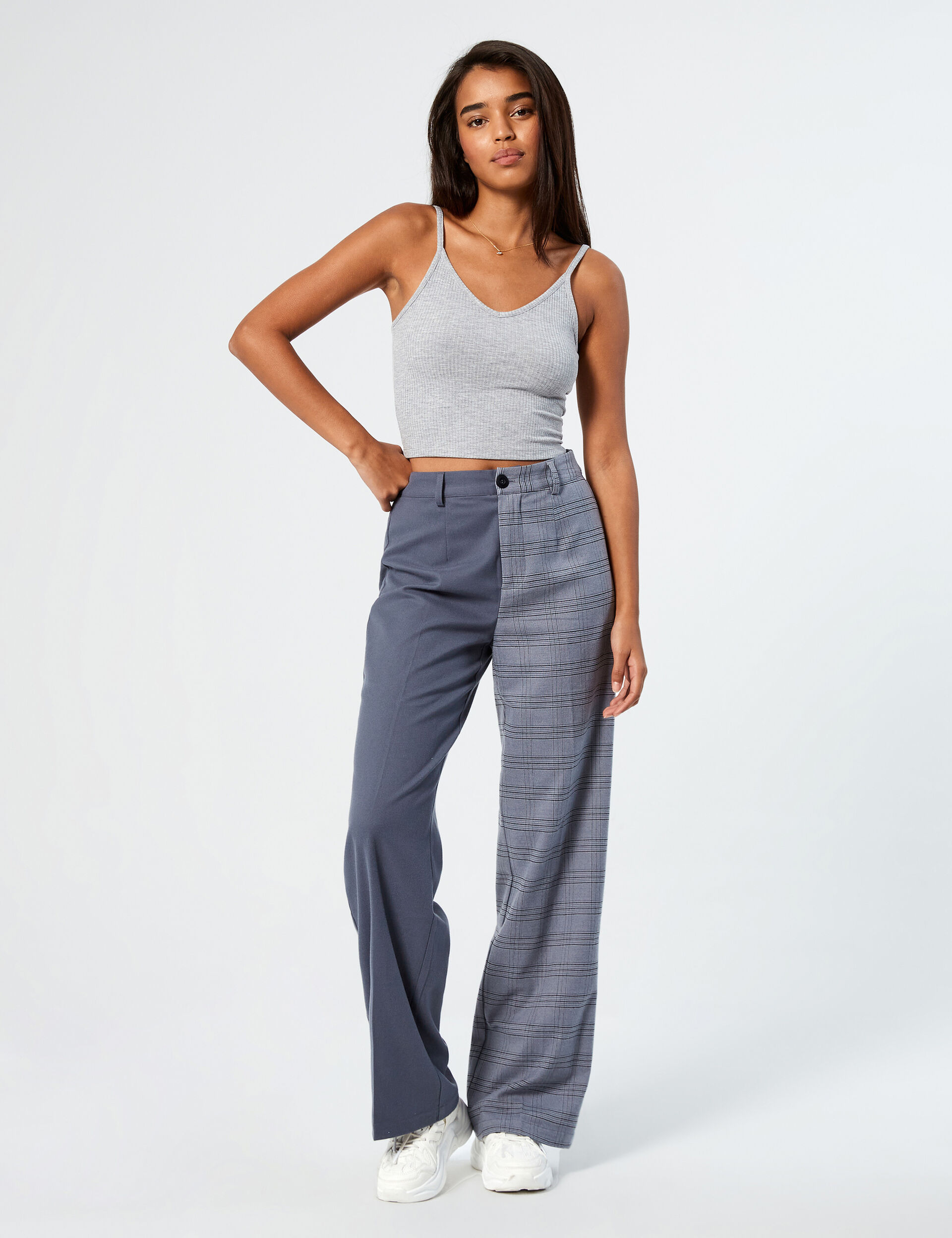 Patterned and plain palazzo trousers