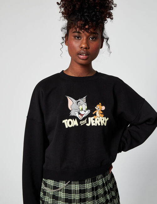 Oversize cropped Tom and Jerry sweatshirt