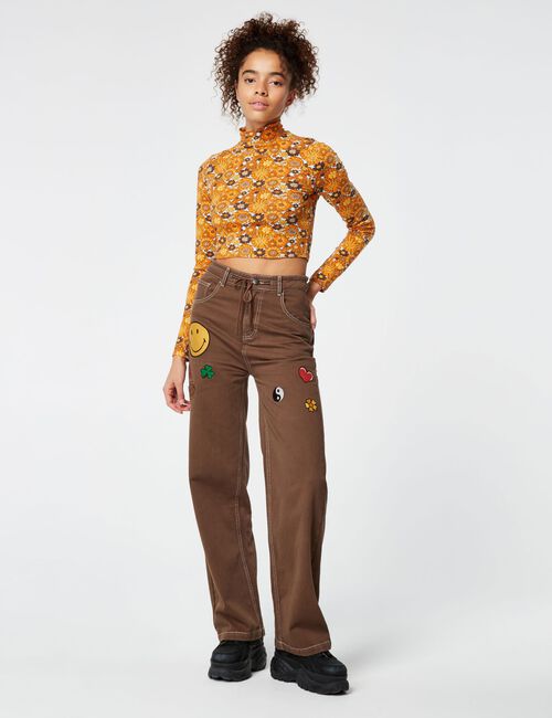 Smiley wide-leg trousers