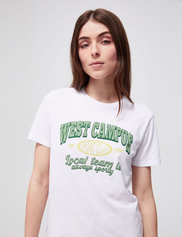 Tee-shirt blanc et vert à message