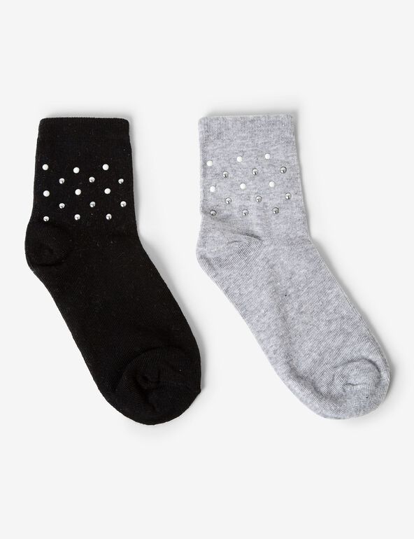 Black and grey socks with beading detail teen
