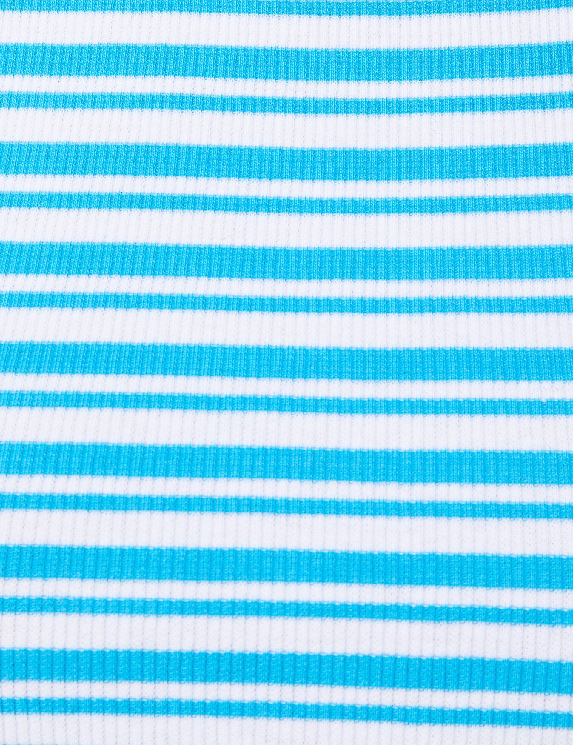 Tee-shirt court blanc à rayures bleues