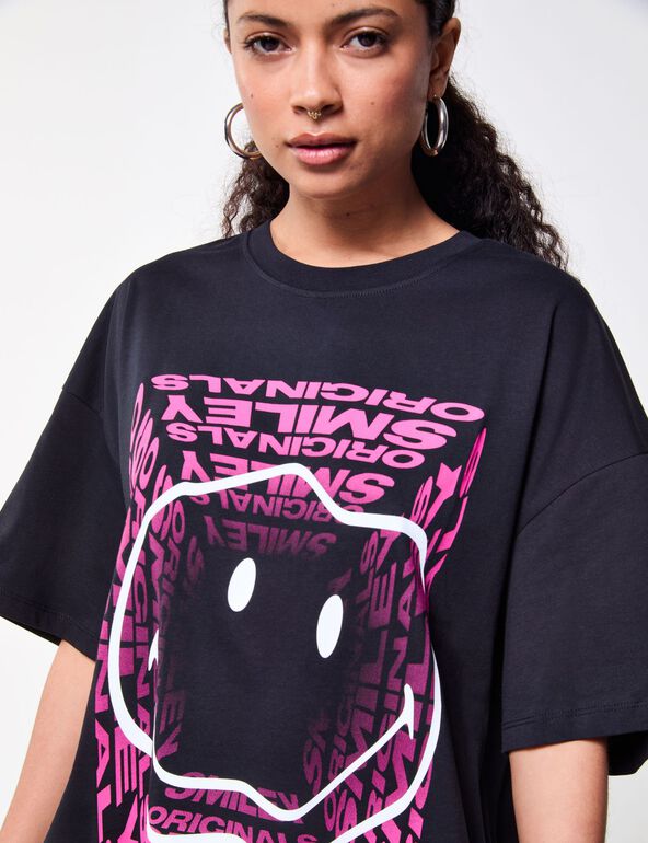 T-shirt oversize imprimé Smiley Originals x Jennyfer noir teen