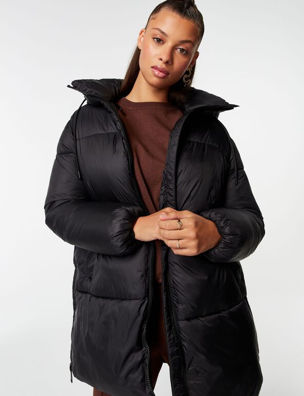 Mid-length padded coat with hood teen