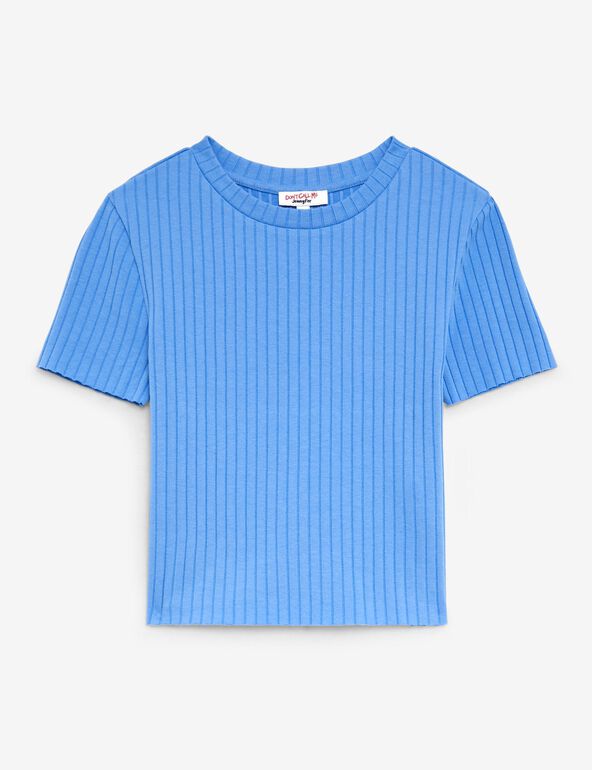 Tee-shirt côtelé bleu