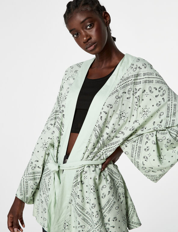 Scarf print kimono